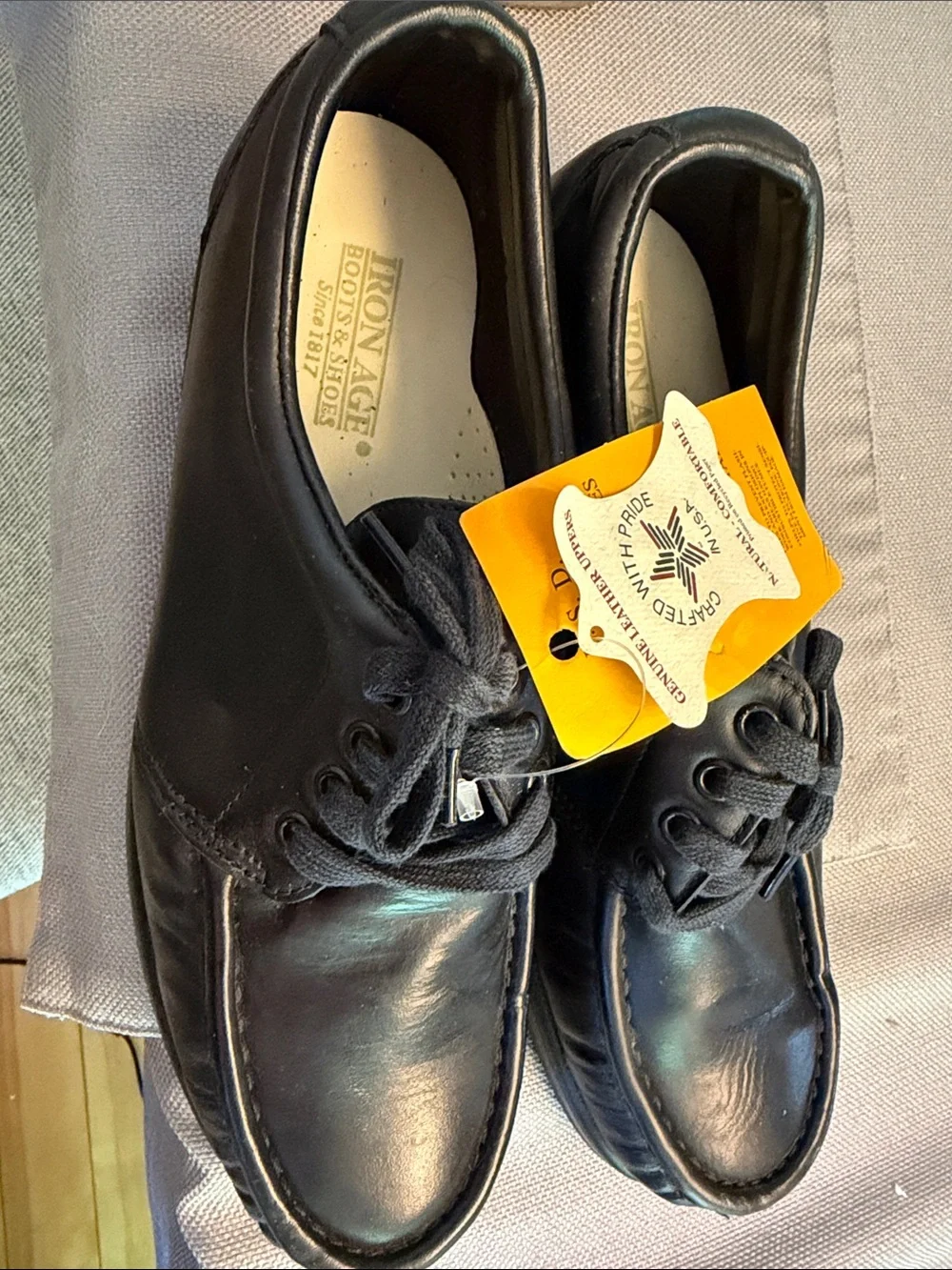 Iron. Age boots &shoes Men’s Black Leather Lace-Up Slip-On Loafers